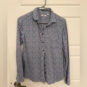Uniqlo Blue Floral Women's Button Down Shirt